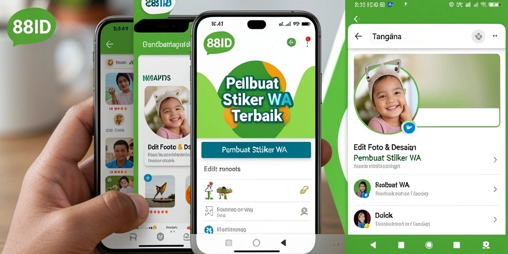 Antarmuka aplikasi 88ID untuk membuat stiker WA yang kreatif.