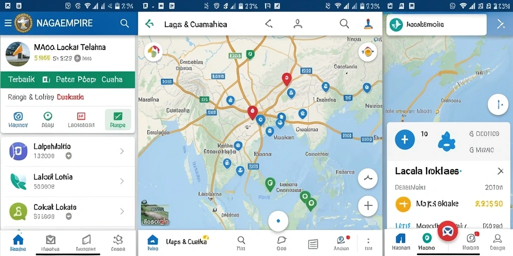 Antarmuka aplikasi NAGAEMPIRE menampilkan fungsi pelacakan lokasi yang intuitif.