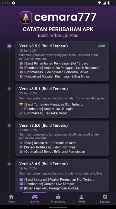 Tampilan riwayat versi cemara777